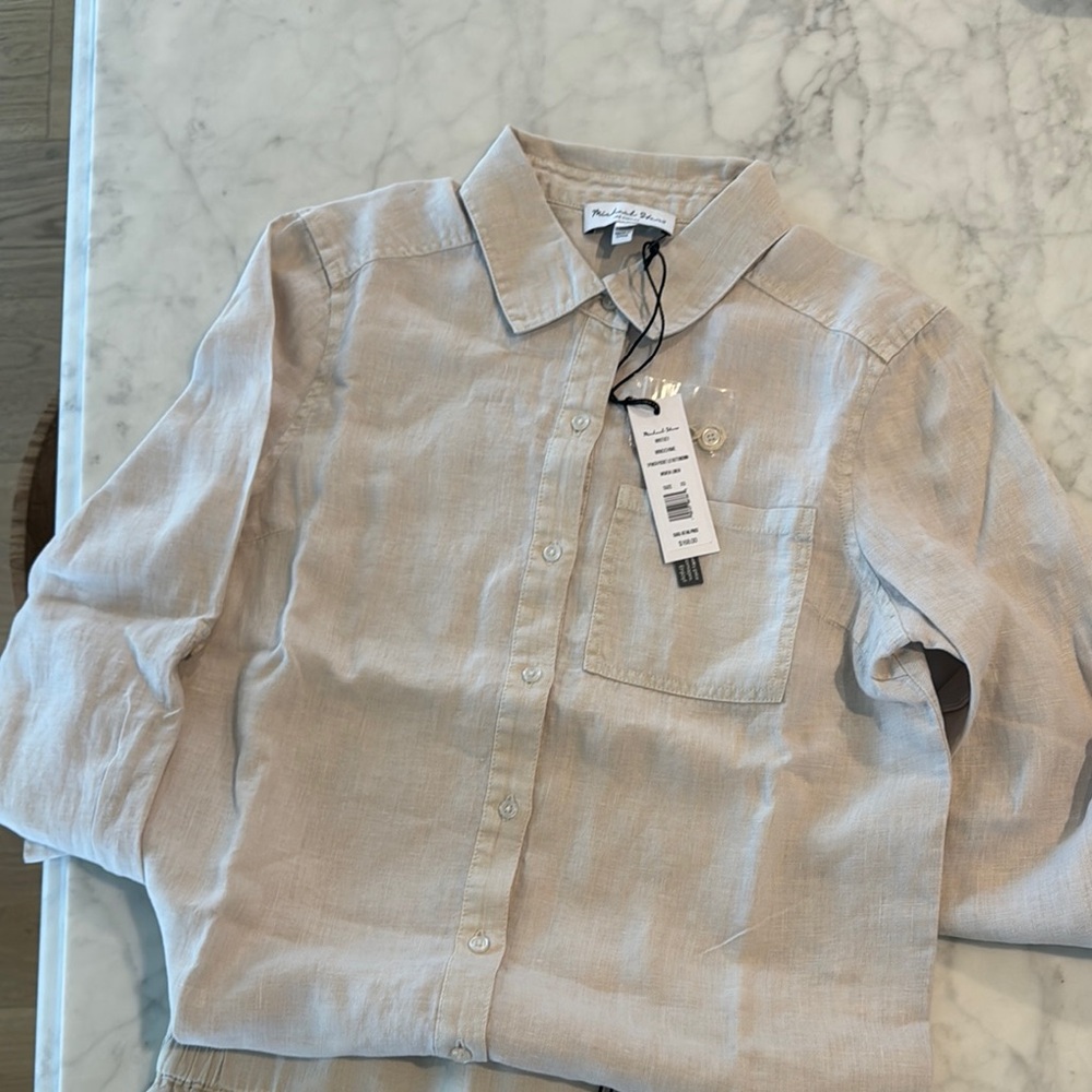 Beige Button-Up Shirt